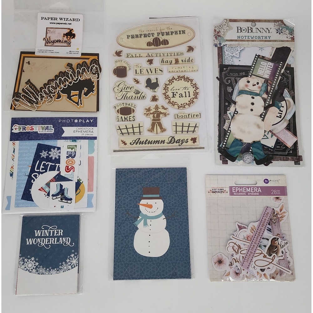 Fall Winter Scrapbooking Ephemera Stickers Cardstock Embellishments‎ Craft Lot